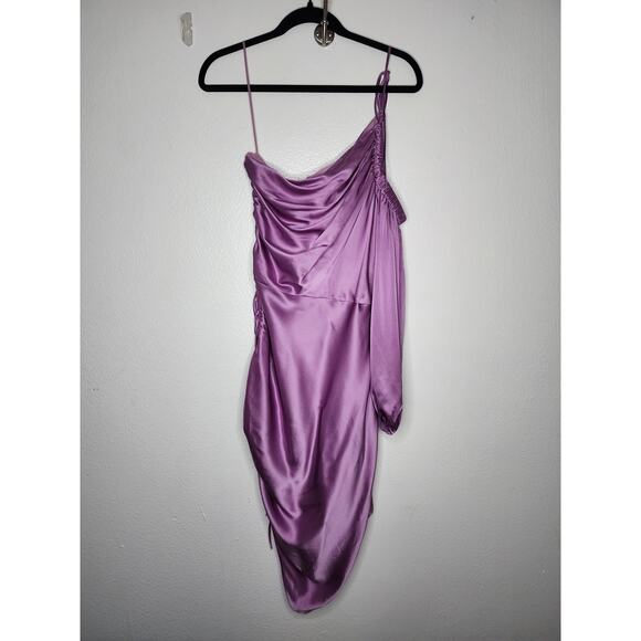 Cinq A Sept Nakita Ruched Asymmetrical Dress in Violet Purple - Picture 3 of 6